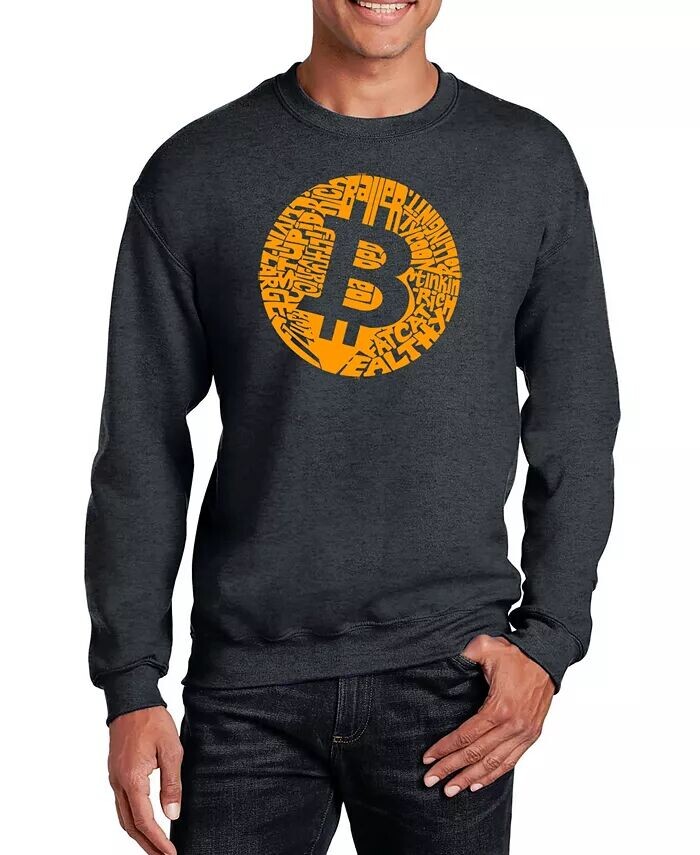 

Мужская толстовка Bitcoin Word Art Crew LA Pop Art, серый