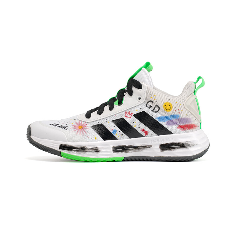 

Баскетбольные кроссовки OwnTheGame 2.0 мужские, среднего размера, Cloud White/Core Black/Green Spark Adidas