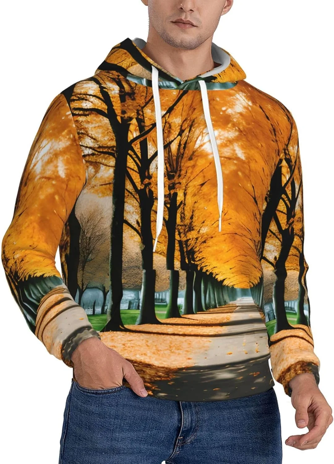 

Толстовка с капюшоном BaerK мужская, с принтом "Осенние листья"