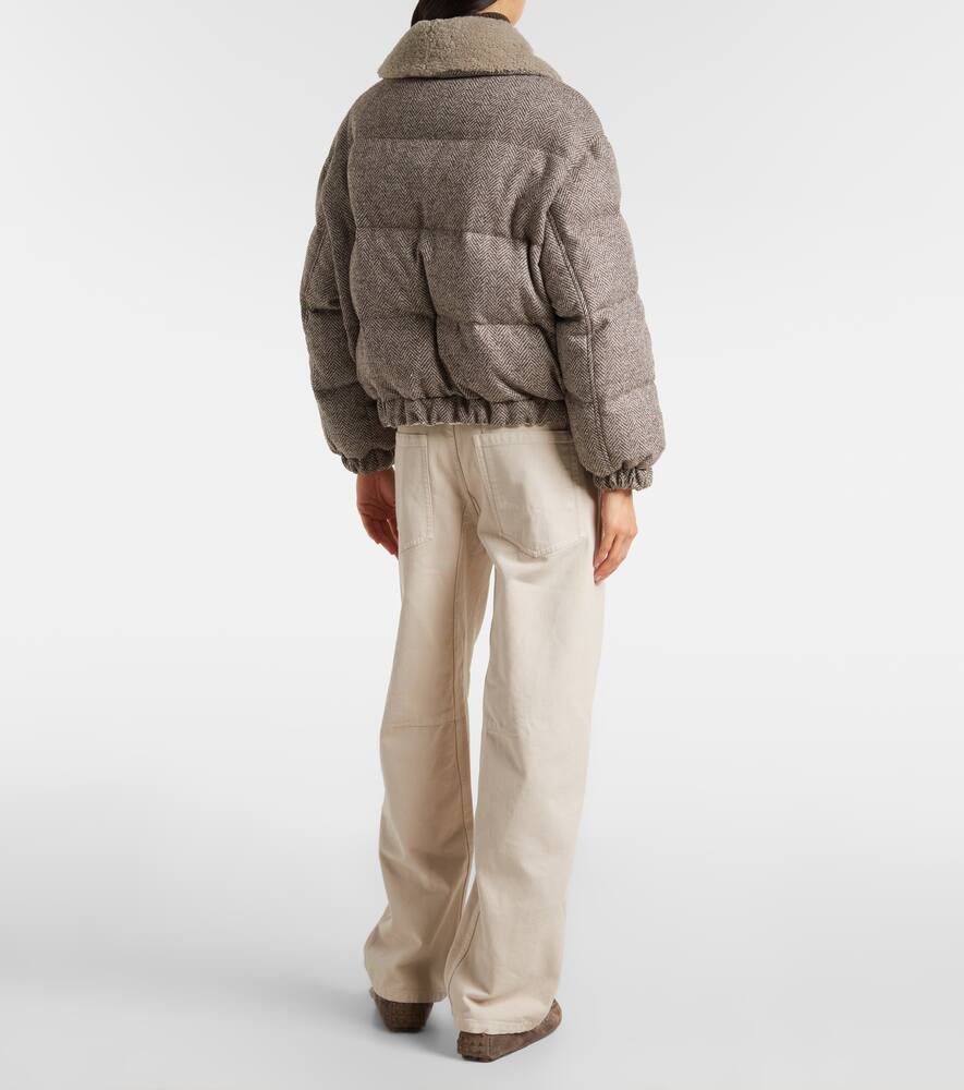 Пуховик из шерстяной смеси Brunello Cucinelli, Marrone/Grigio/Beige — фото 3