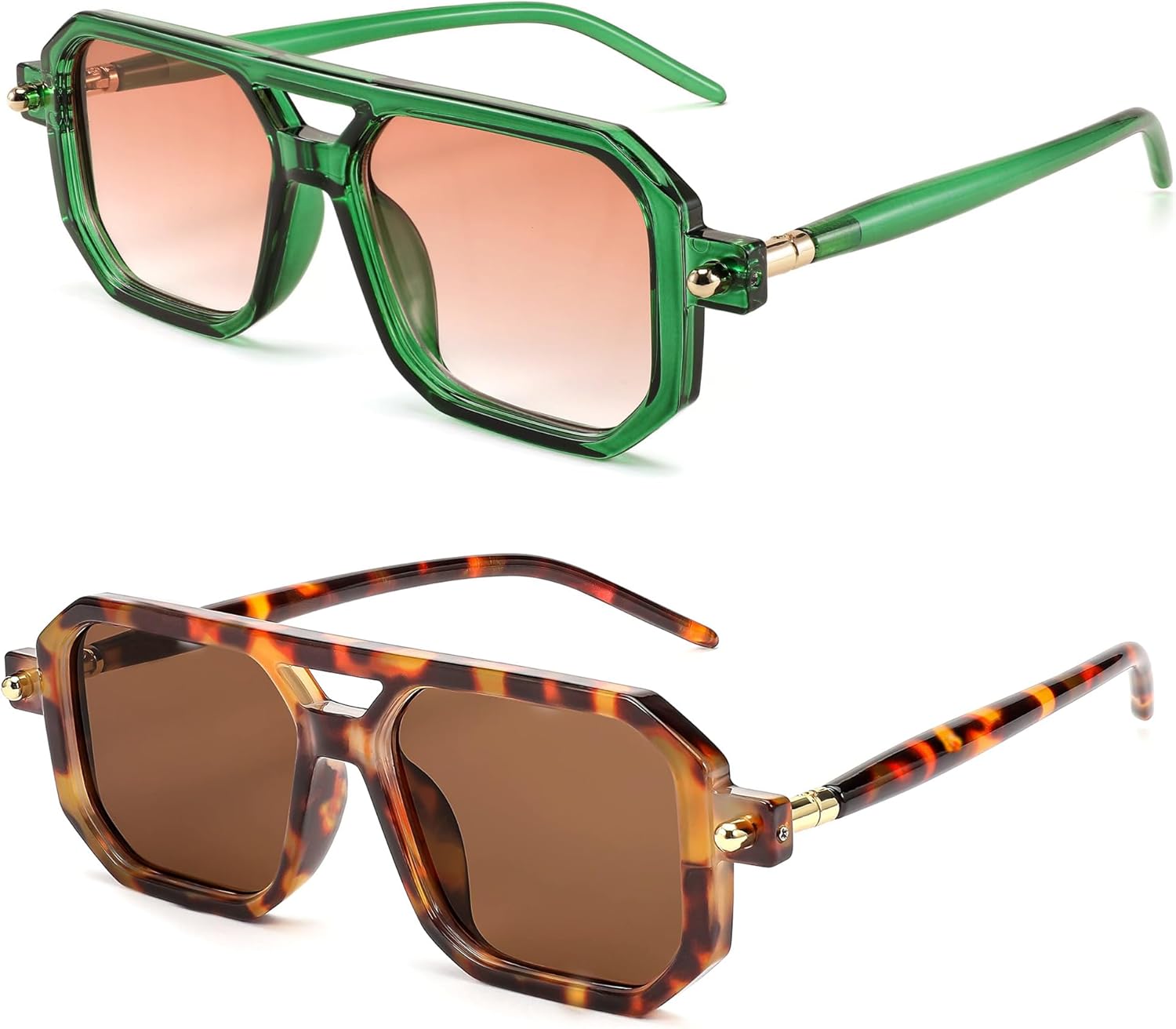 

Солнцезащитные очки BUTABY в стиле ретро, ​​квадратные, 70-е годы, плоские, авиаторские, винтажные, модные, в пластиковой оправе, защита UV400, Leopard Frame Brown Lens + Green Frame Gradient Pink Lens