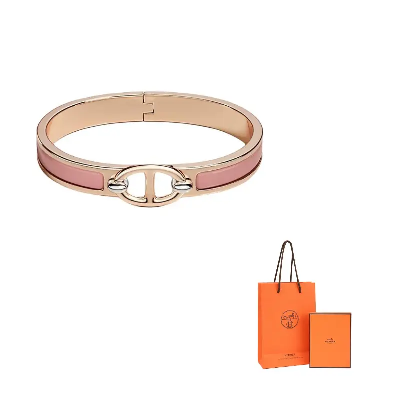 

HERMES Эмаль, металл, браслеты Women's Pink с покрытием Rose Gold