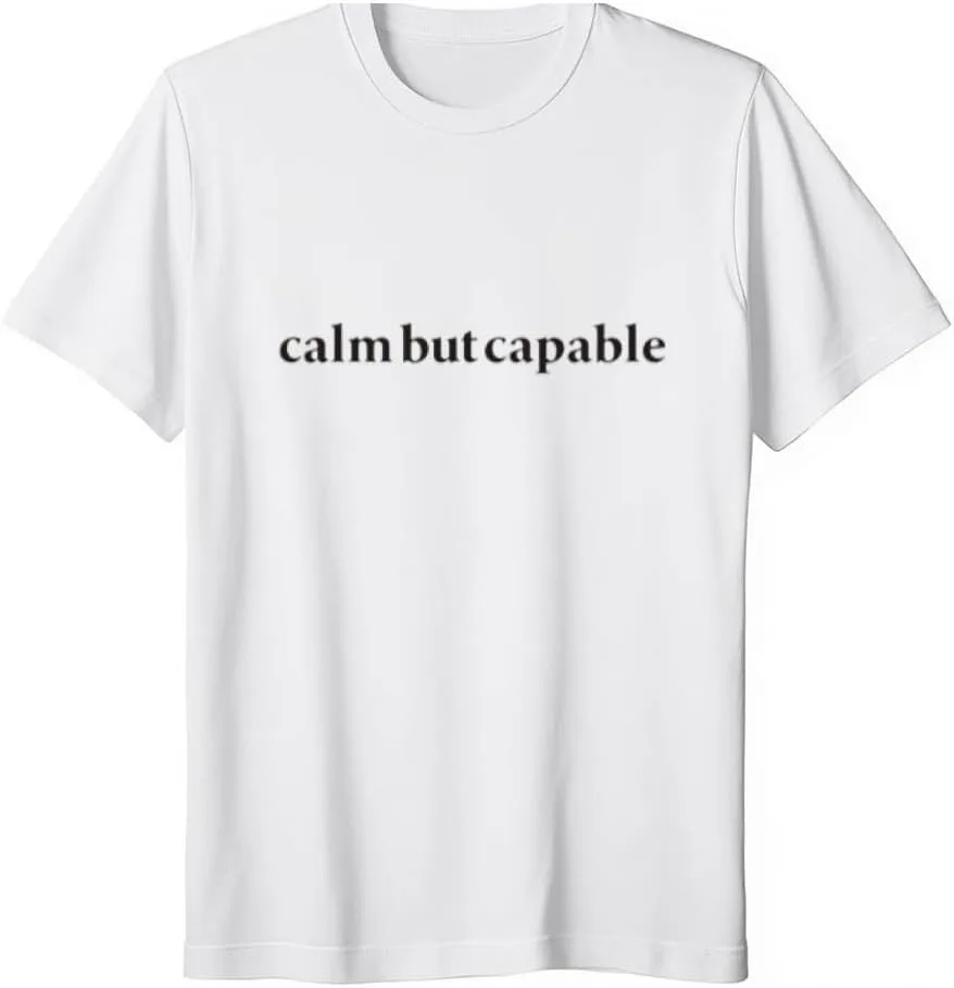 

VETALLO футболка Calm But Capable для мужчин и женщин, унисекс, с минималистичным принтом, свободный крой