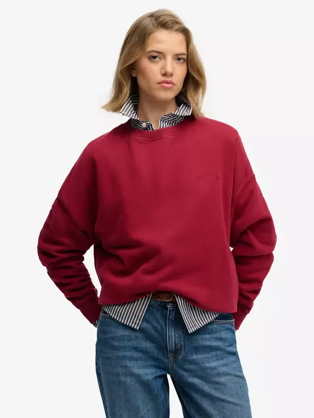 Толстовка Essential Logo Crew, бордовый цвет Superdry