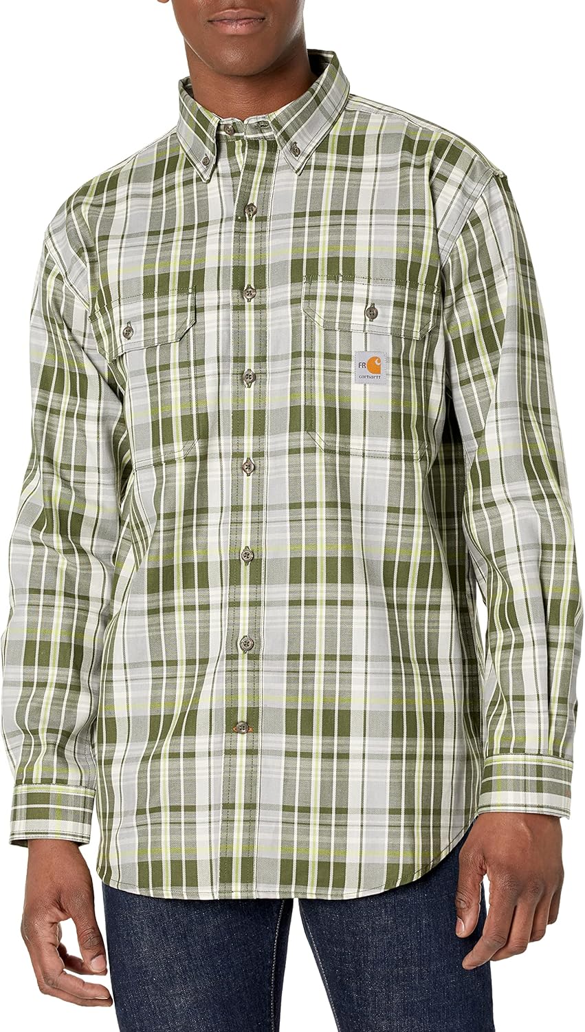 

Мужская рубашка Carhartt 104507 Flame-Resistant Force Rugged Flex Loose, Basil/Carhartt Gray