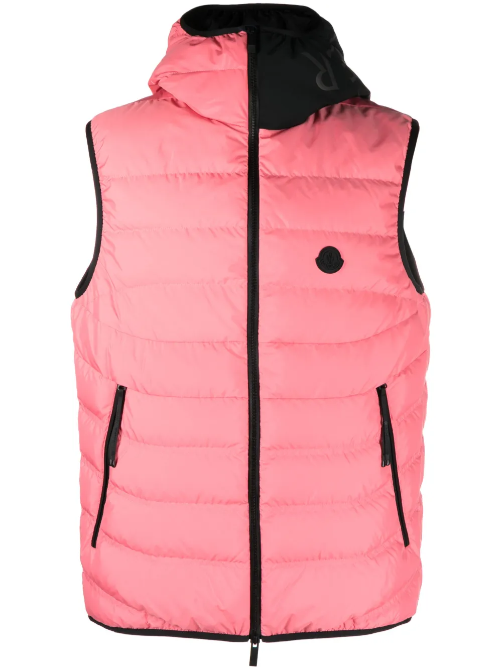 

Дутый жилет с нашивкой-логотипом MONCLER, розовый
