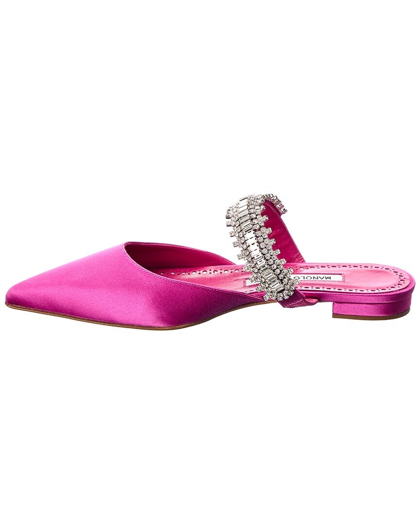 Manolo Blahnik Lutara Атласные балетки на плоской подошве, фиолетовый — фото 3
