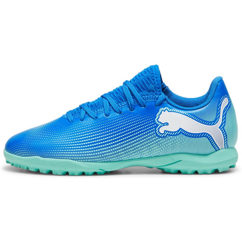 Футбольные бутсы для игры на хард Future 7 Play TT JR Puma, цвет hyperlink blue-mint-puma white — фото 4