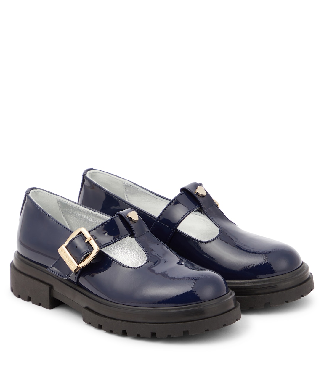 

Туфли из лакированной кожи с Т-образной перемычкой Monnalisa, Blu Navy