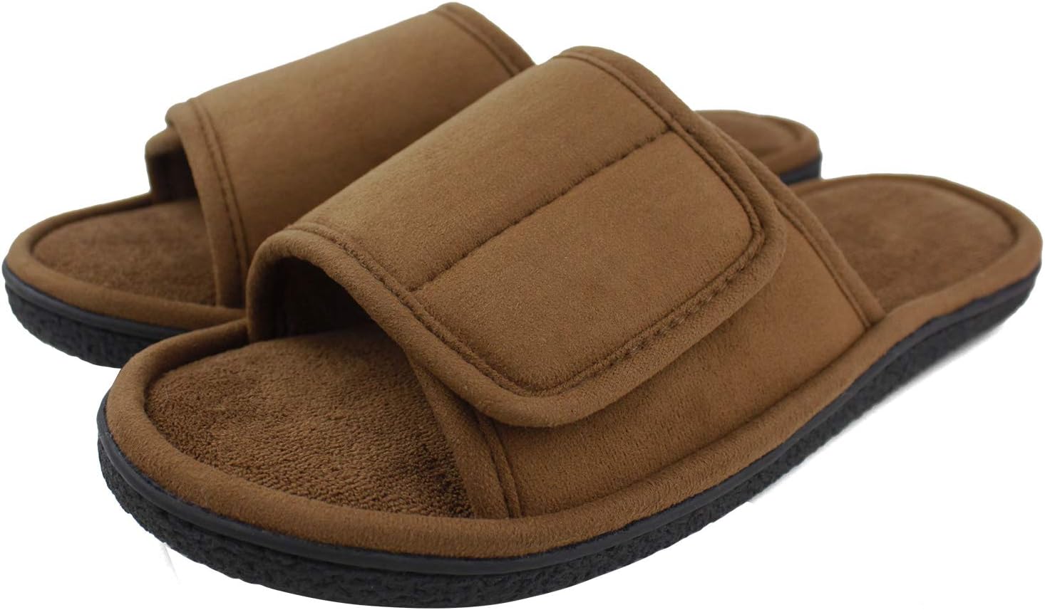 

Мужские домашние тапочки Magtoe с регулируемым размером, мягкие, открытый носок, дышащие, удобные шлепанцы с мемори-пеной для дома и спальни, на все сезоны, коричневый