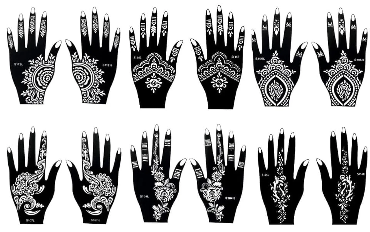 Трафареты для тату хной Maaisa, 12 листов Beyondtattoos