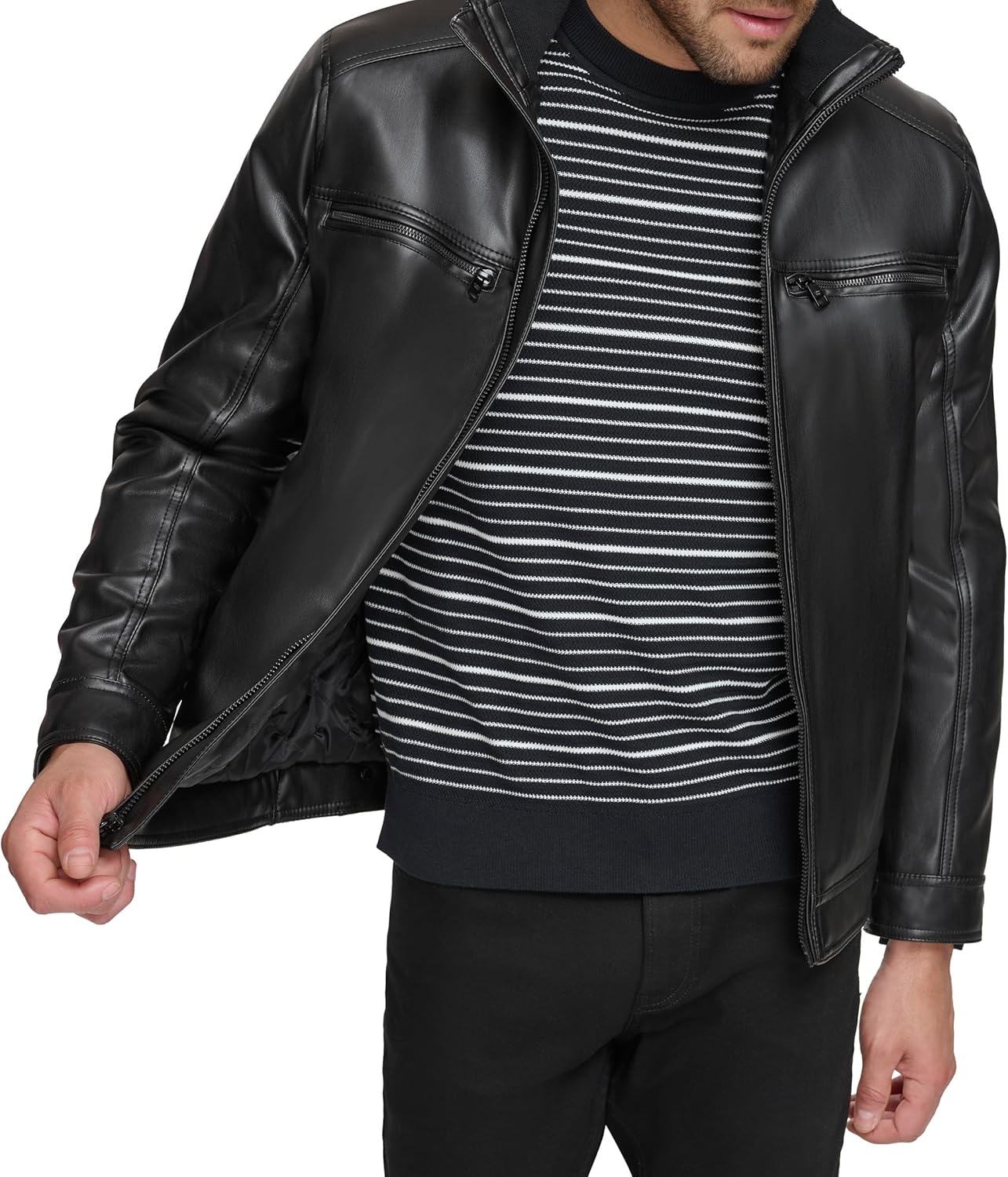 Мужская повседневная куртка Calvin Klein Essential из искусственной кожи, Black — фото 4