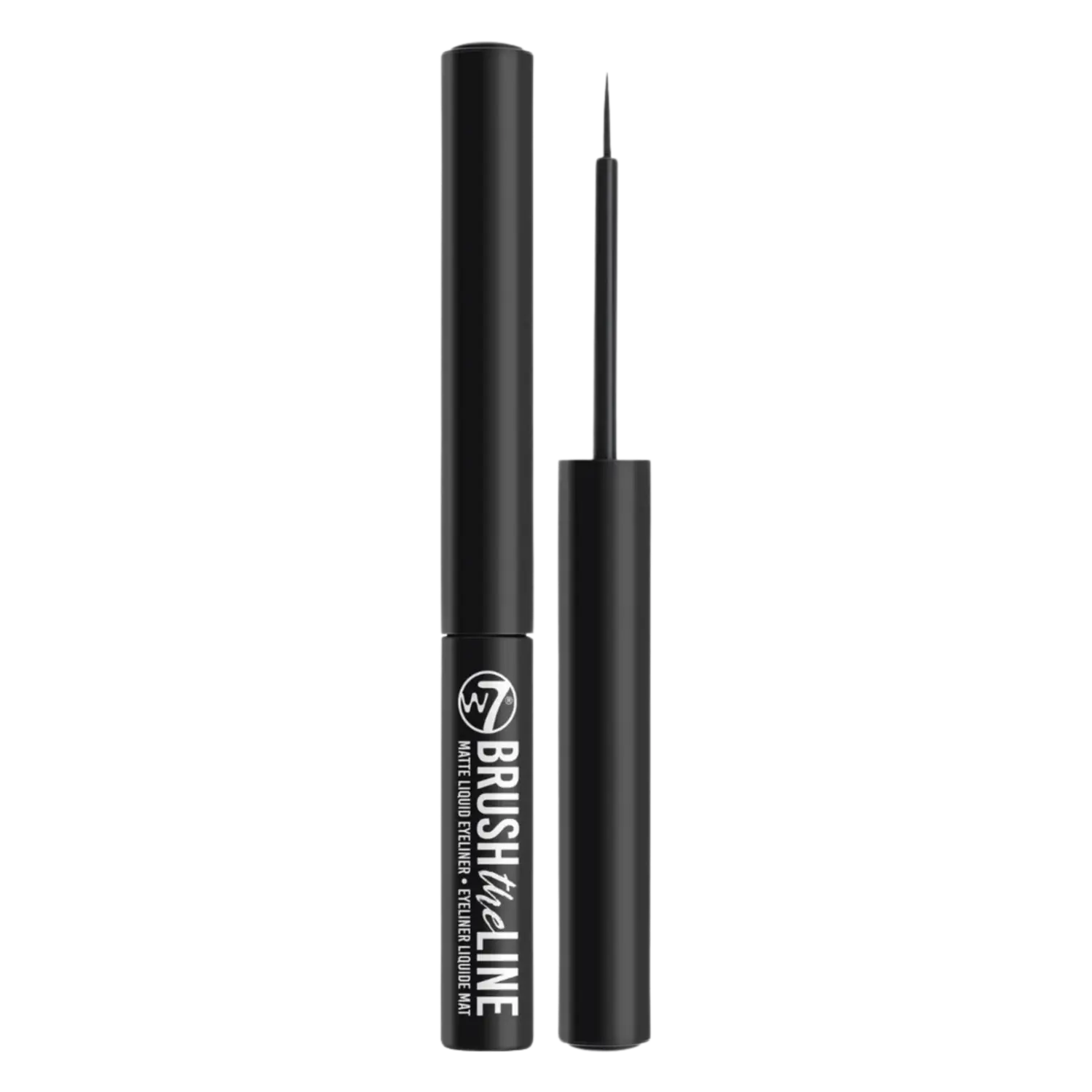 

Жидкая матовая подводка для глаз черная W7 Brush The Line, 3,3 мл