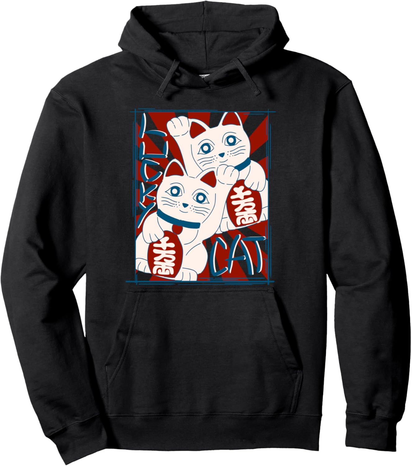 

Красная японская толстовка Maneki Neko Waving Arms, китайская толстовка в стиле ретро Maneki Neko, черная Red Maneki Neko Japanese Lucky Cat Retro