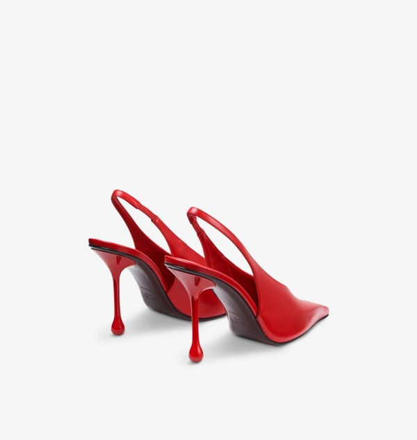 Туфли-Лодочки Isa 95 из кожи с открытой пяткой и каблуком Jimmy Choo, красный — фото 4