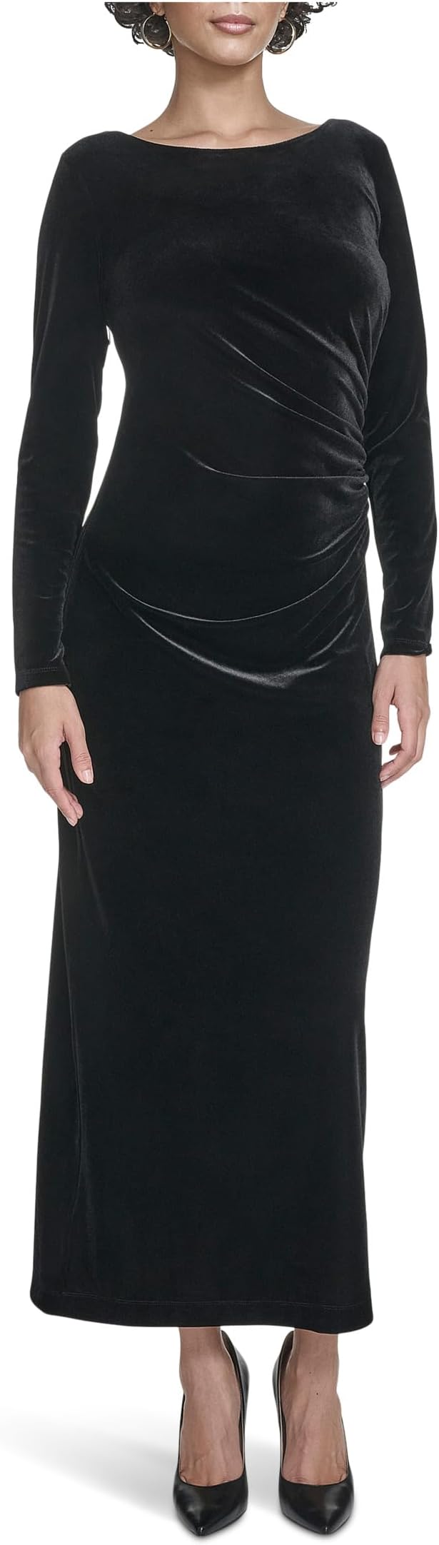 

Женское бархатное макси с длинными рукавами Calvin Klein, Black