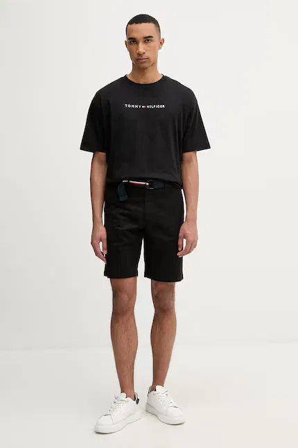 Шорты хлопковые с эластаном Tommy Hilfiger, черный — фото 2