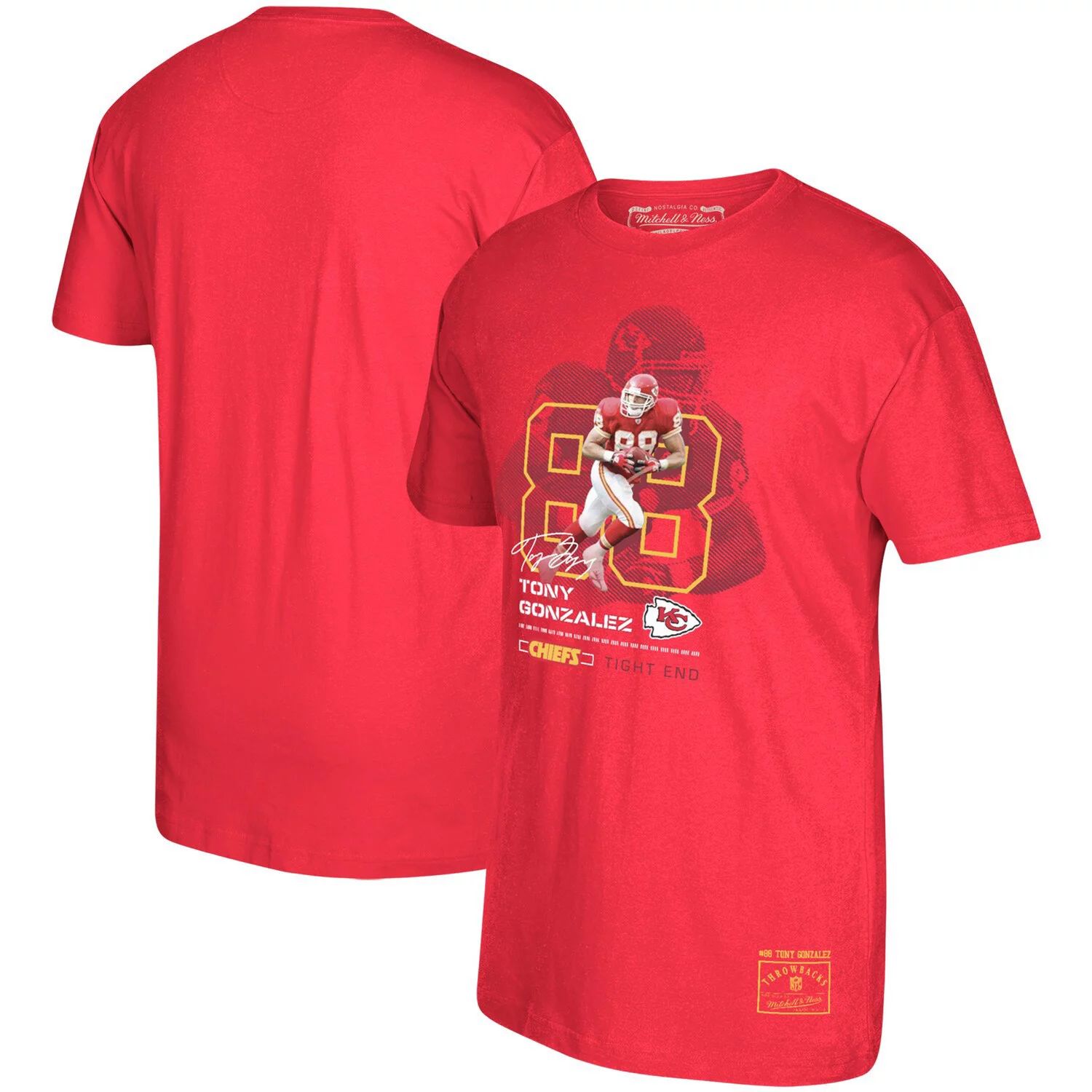 

Мужская красная футболка с изображением игрока в отставке Mitchell & Ness Tony Gonzalez Kansas City Chiefs, Красный, Мужская красная футболка с изображением игрока в отставке Mitchell & Ness Tony Gonzalez Kansas City Chiefs