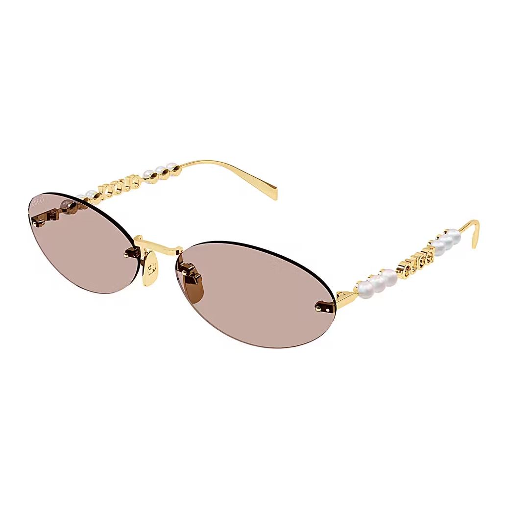 

GUCCI Металлические овальные солнцезащитные очки женские золотые, Gold