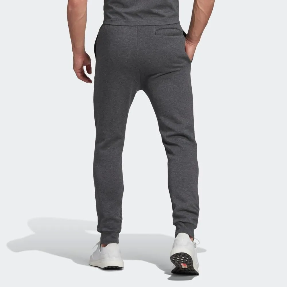 Мужские флисовые брюки Adidas Essentials, стандартного кроя, зауженные книзу, темно-серый/черный — фото 2