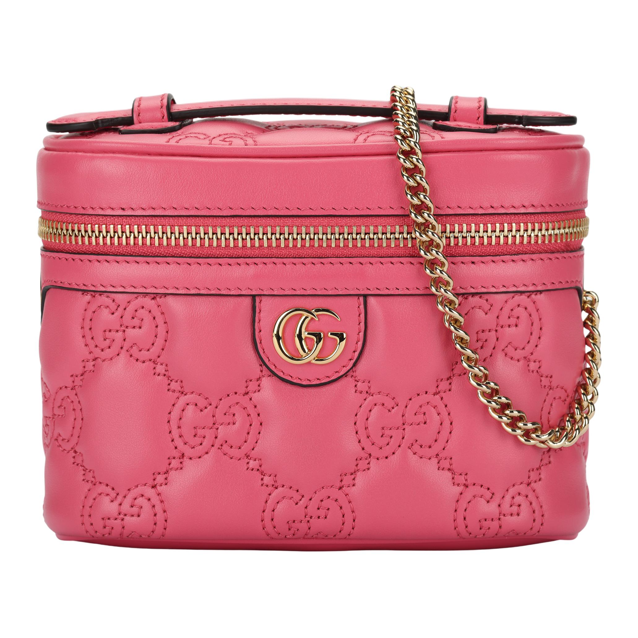 

ГУЧЧИ GG Matelassé Кожаная Ручка Косметичка Сумка Через Плечо, Мини Женская Сумка Розовая