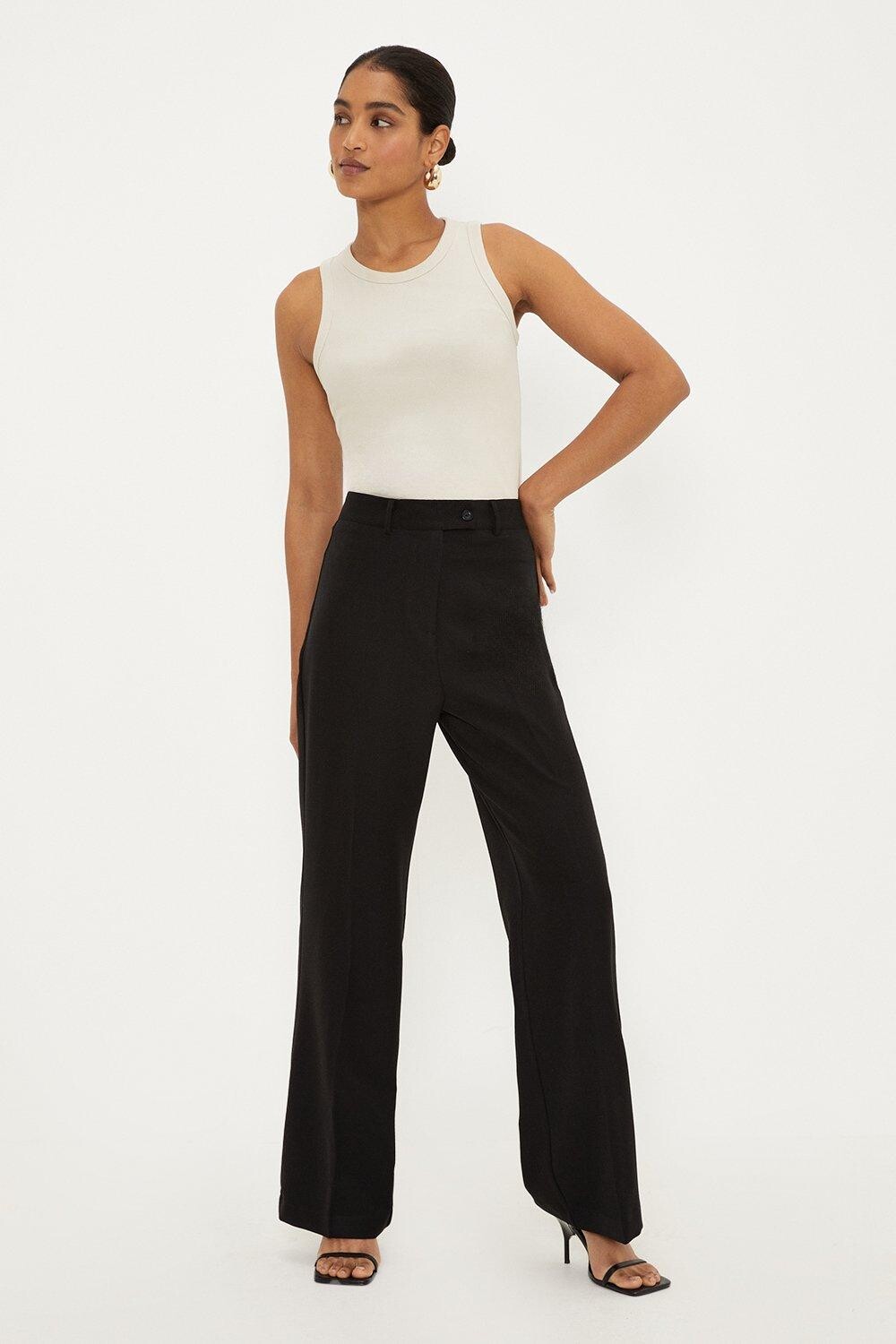 

Широкие брюки с высокой талией и язычками Dorothy Perkins, черный