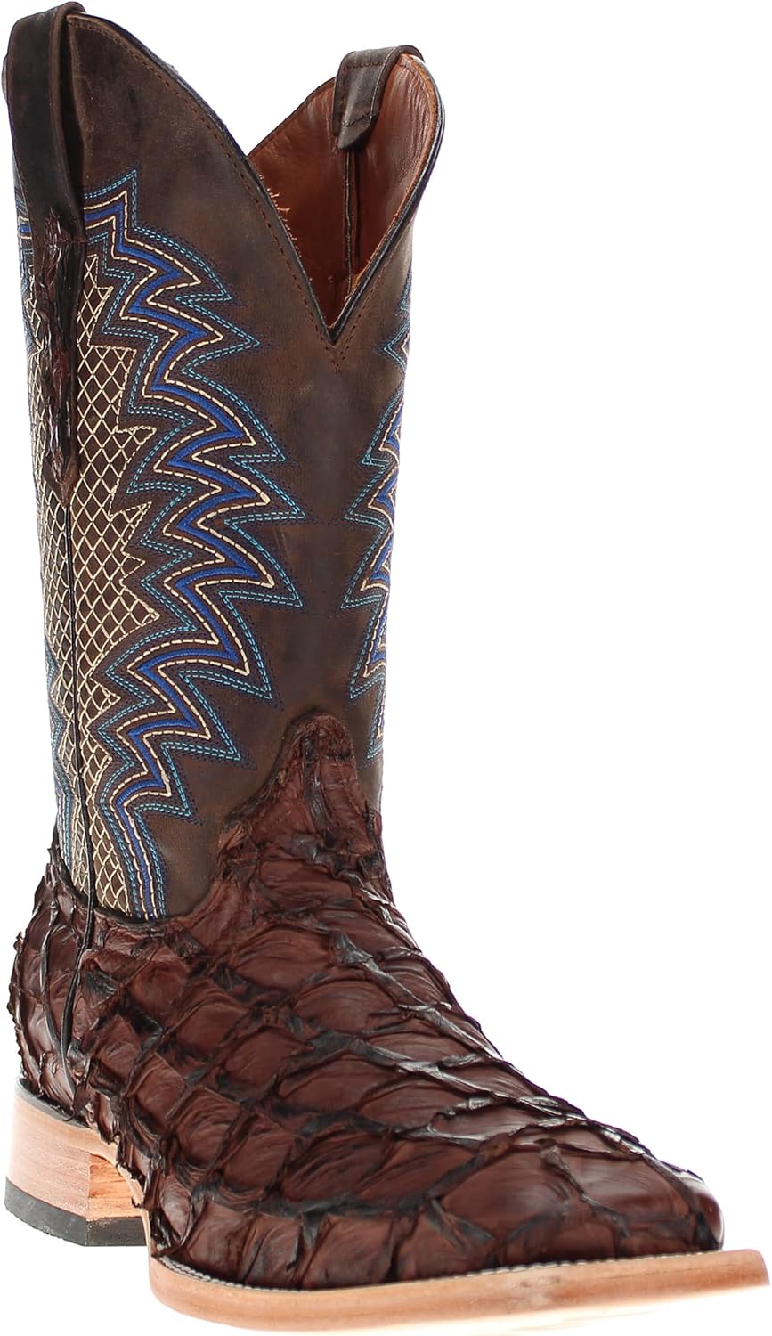 

Мужские ковбойские ботинки Vaccari Dylan из натуральной кожи рыбы пиуаруку с широкой квадратной ноской, Mocha