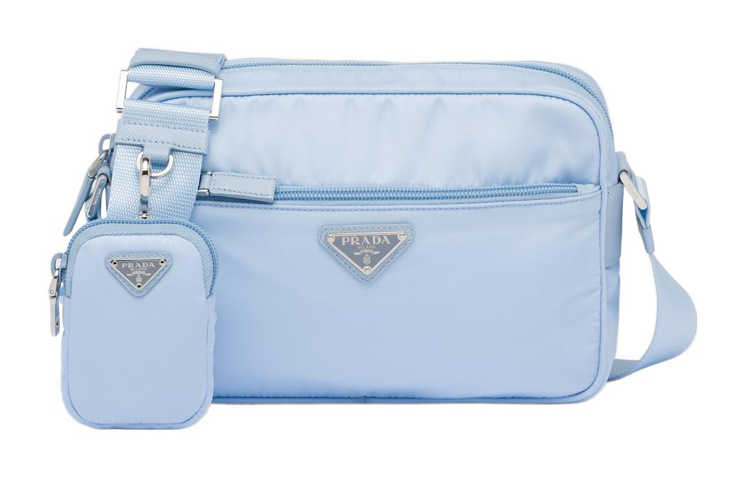 

PRADA Женская сумка через плечо из переработанного нейлона небесно-голубого цвета