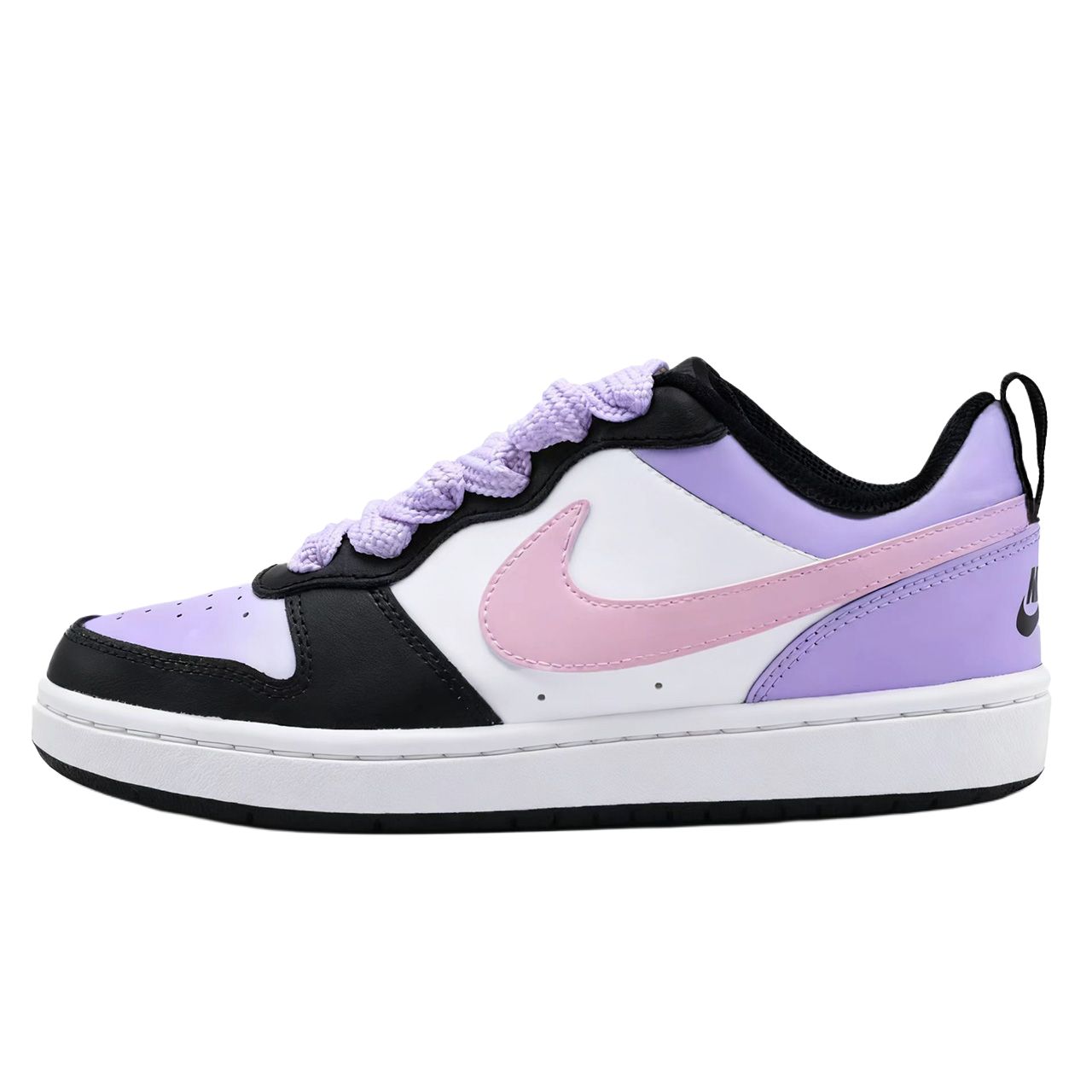 

Nike Court Borough Low 2 Pink Purple Contrast Abrasion Resistant низкие детские скейтбординг кроссовки Purple для подростков