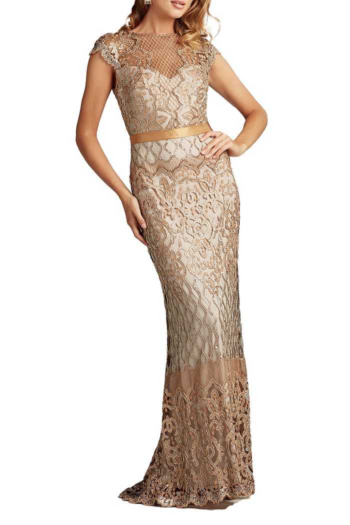 

Платье Miranda с вышивкой пайетками Tadashi Shoji, золотой