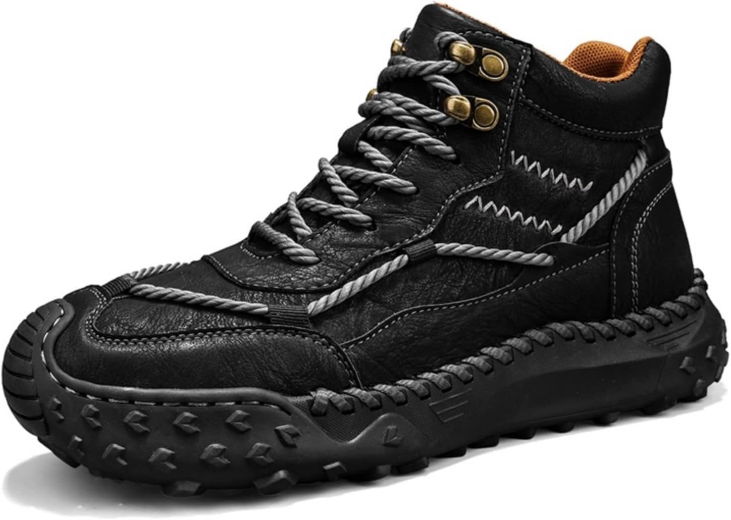 

Мужские кожаные ботинки Kelibasi на щиколотку, высокие, прочные ботинки с противоскользящей подошвой, повседневные походные ботинки для ежедневной носки, черный