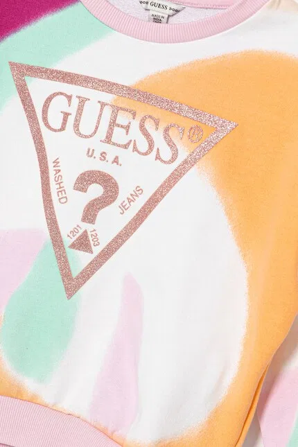 Худи детское с узором Guess, розовый — фото 3