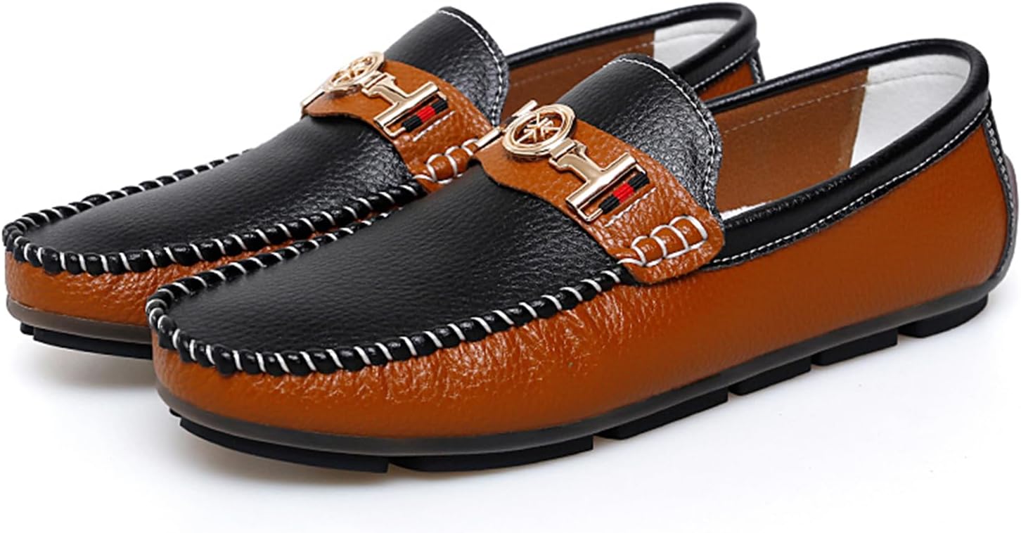 

Мужские двухцветные кожаные мокасины Dacnakby, пенни-лоферы, роскошные черно-белые лоферы без шнурков с металлической пряжкой, повседневные и нарядные туфли