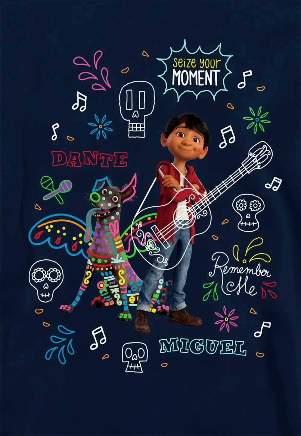 Детский худи Coco Miguel and Dante с принтом, темно-синий, Disney, темно-синий — фото 2