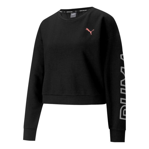 

Свитер modern sports crewneck sweatshirt 'black white pink' Puma, черный