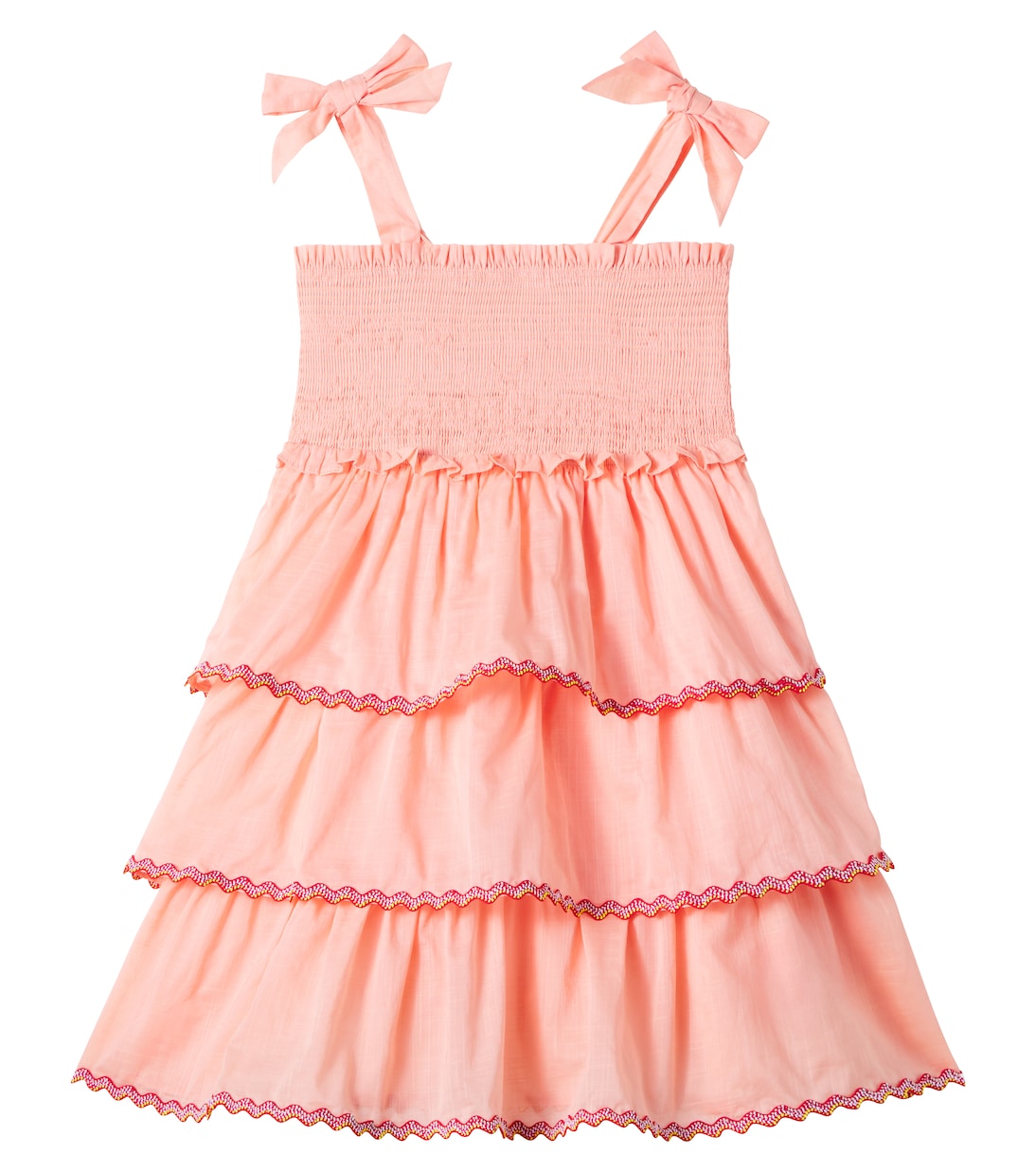 

Платье из хлопка с ярусами и сборкой Rhiannon Zimmermann Kids, Peach Multi