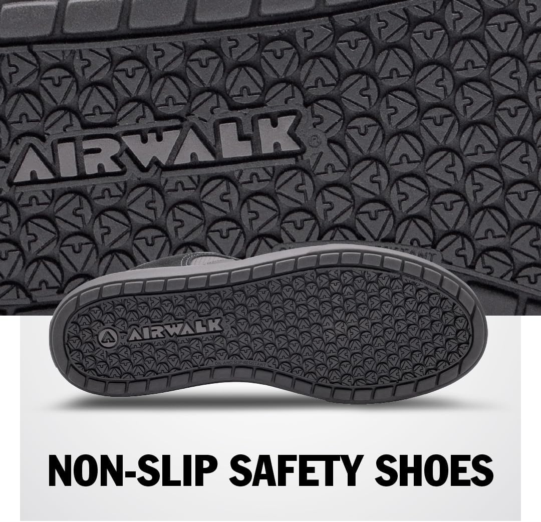 Мужские защитные туфли Airwalk Phat A Low - Нескользящие, с композитным носком, статически разрядные ботинки - Черные — фото 3