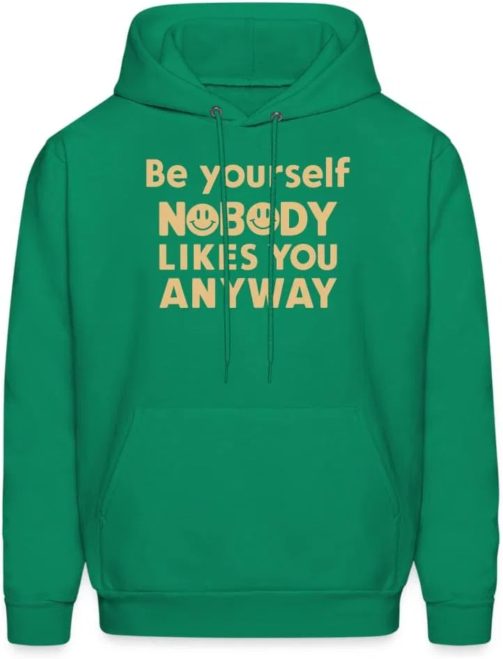 Толстовка Be Yourself Nobody Likes You Anyway Unisex, футболка Funny Smile Meme Face, футболка Humor Sarcastic Generic, зеленый — фото 2