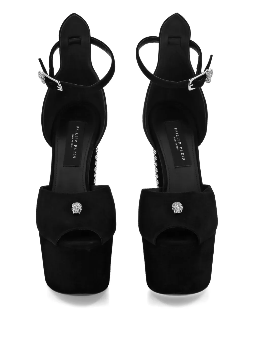 Босоножки на платформе с заклепками в виде черепов Philipp Plein, черный — фото 2