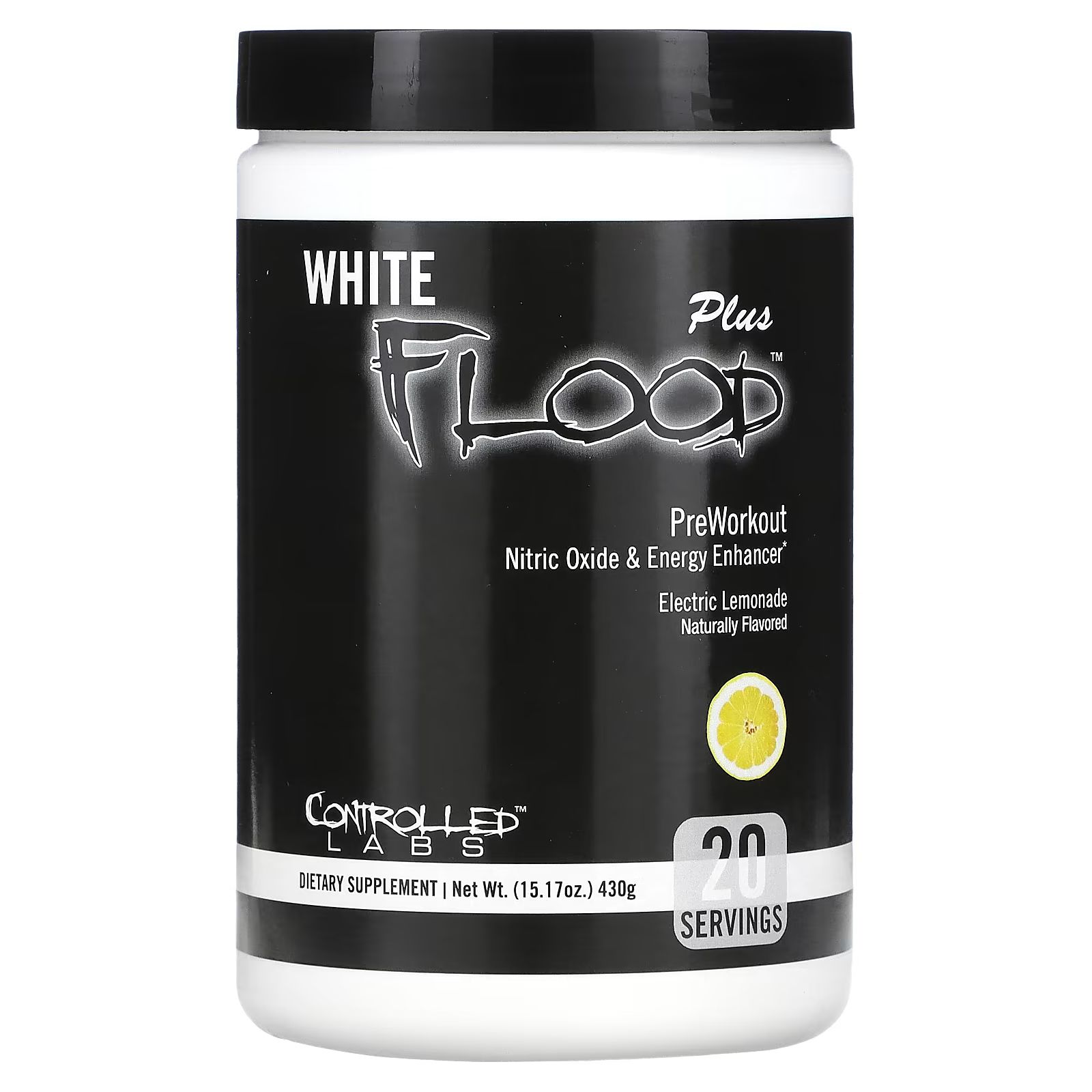 

White Flood Plus, Предтренировочный комплекс, электрический лимонад, 15,17 унций (430 г) Controlled Labs