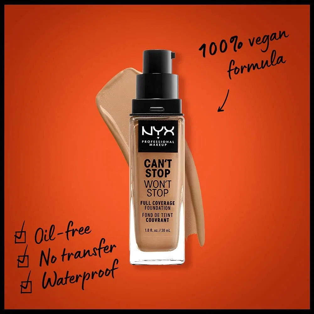 Тональное средство Cantostop One-Stop Full Coverage Foundation 12.5 Color Camel Nyx Professional Makeup 30 мл — фото 2