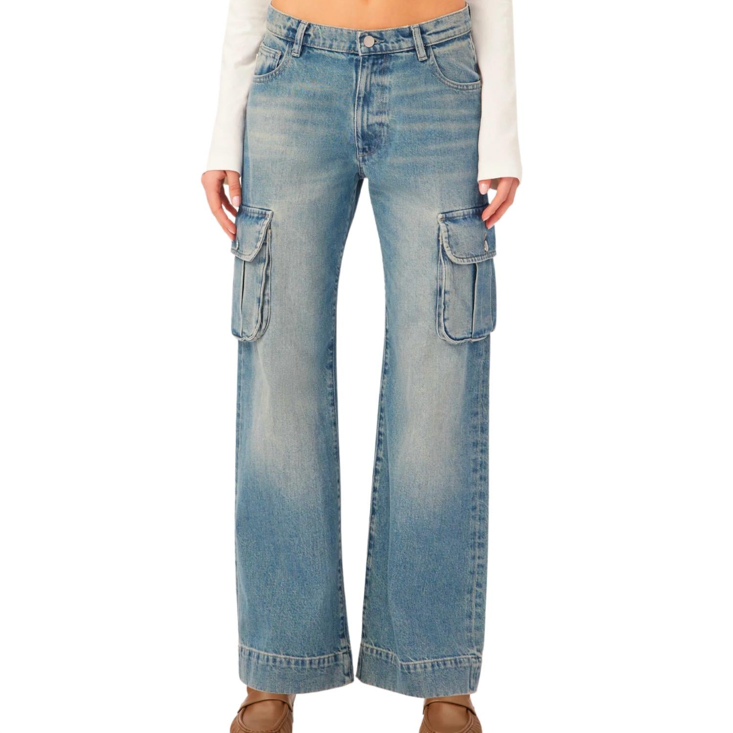 

Zoie Широкие брюки с низкой посадкой в винтажном стиле, потертый милитари карго DL1961 - Women's, Aged Mid Cargo