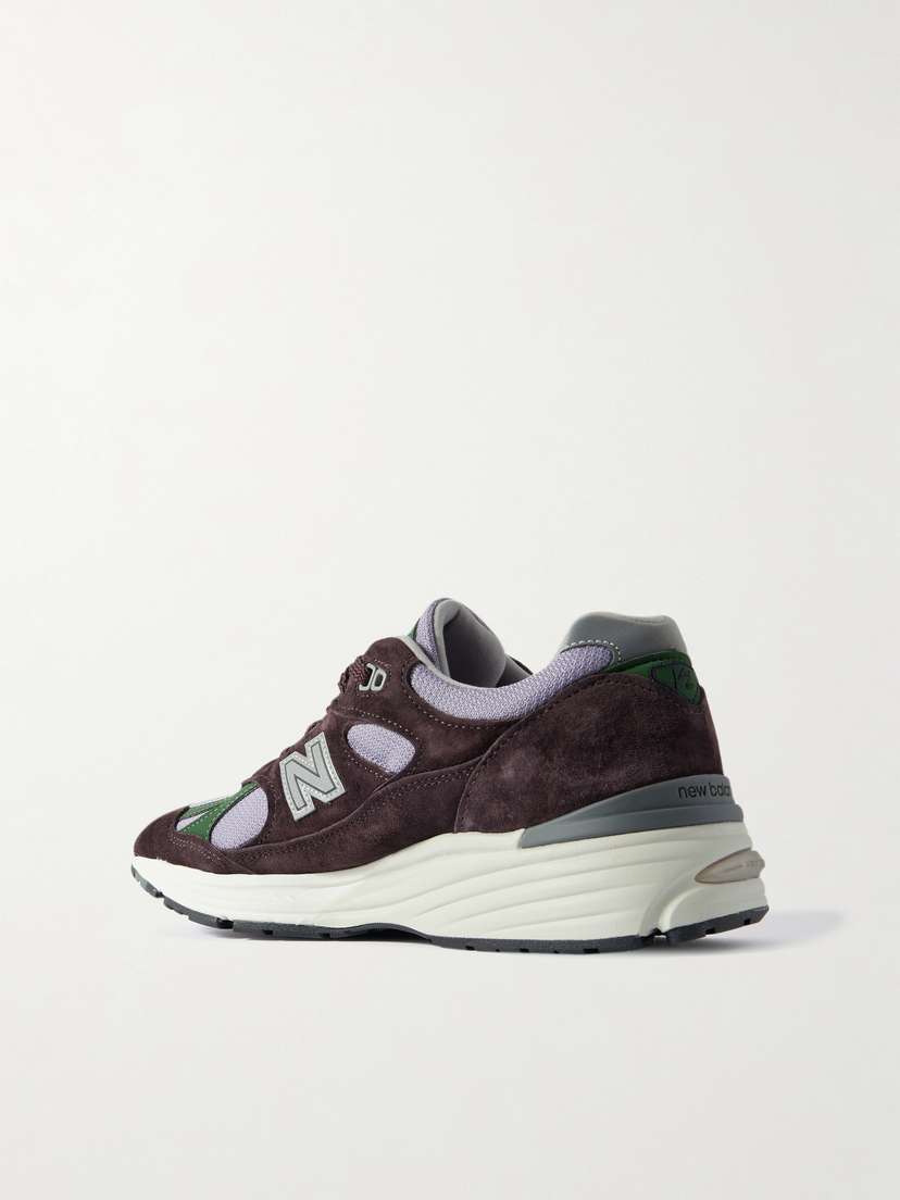 991 кроссовки с отделкой из кожи и замши и сеткой New Balance, коричневый — фото 3