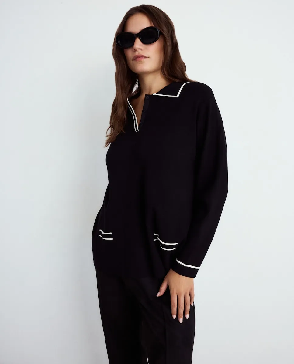 

Женская однотонная вискозная футболка поло Couchel, черный