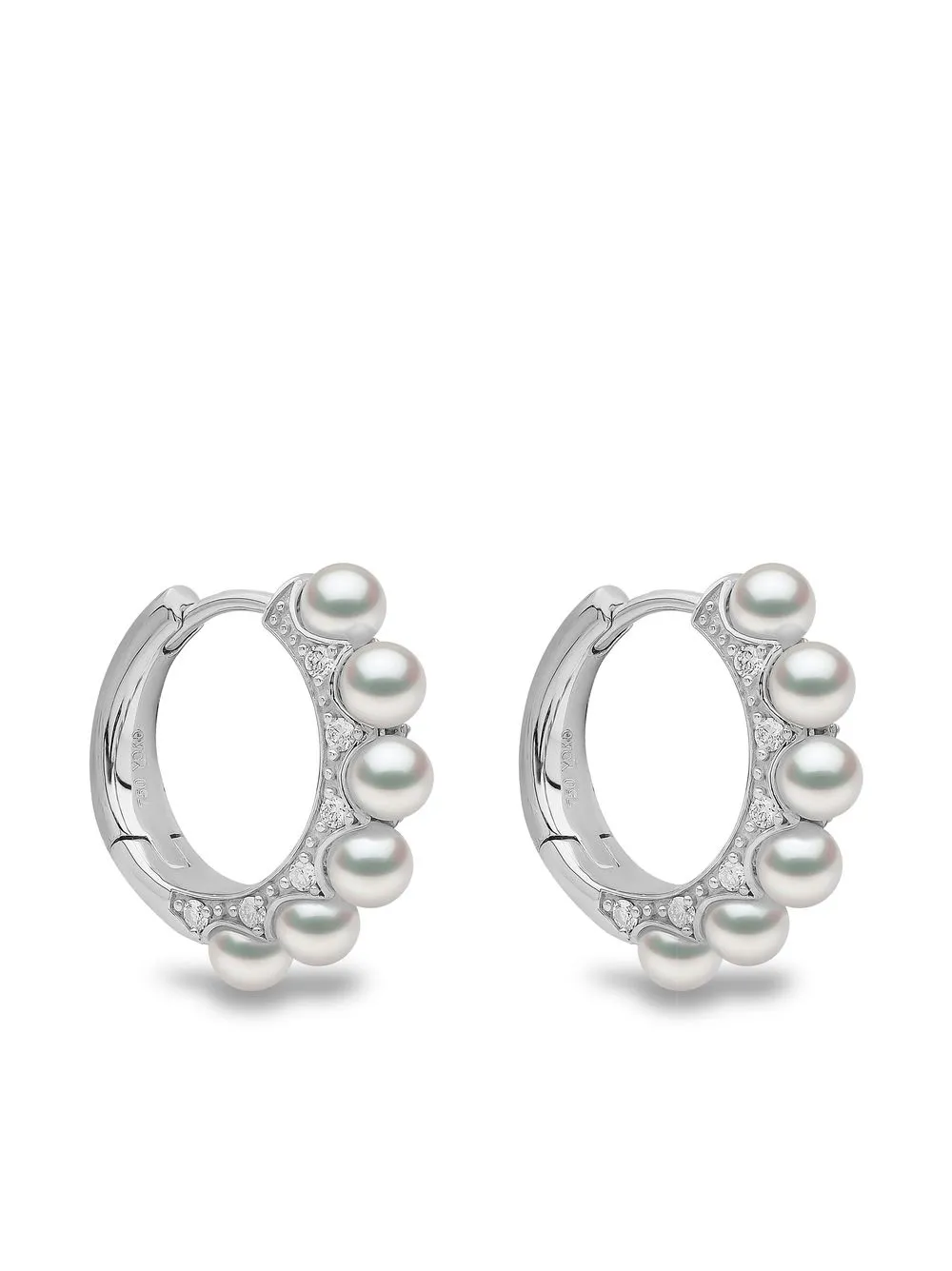 

Серьги-кольца Eclipse из белого золота с жемчугом и бриллиантами Yoko London, серебяный