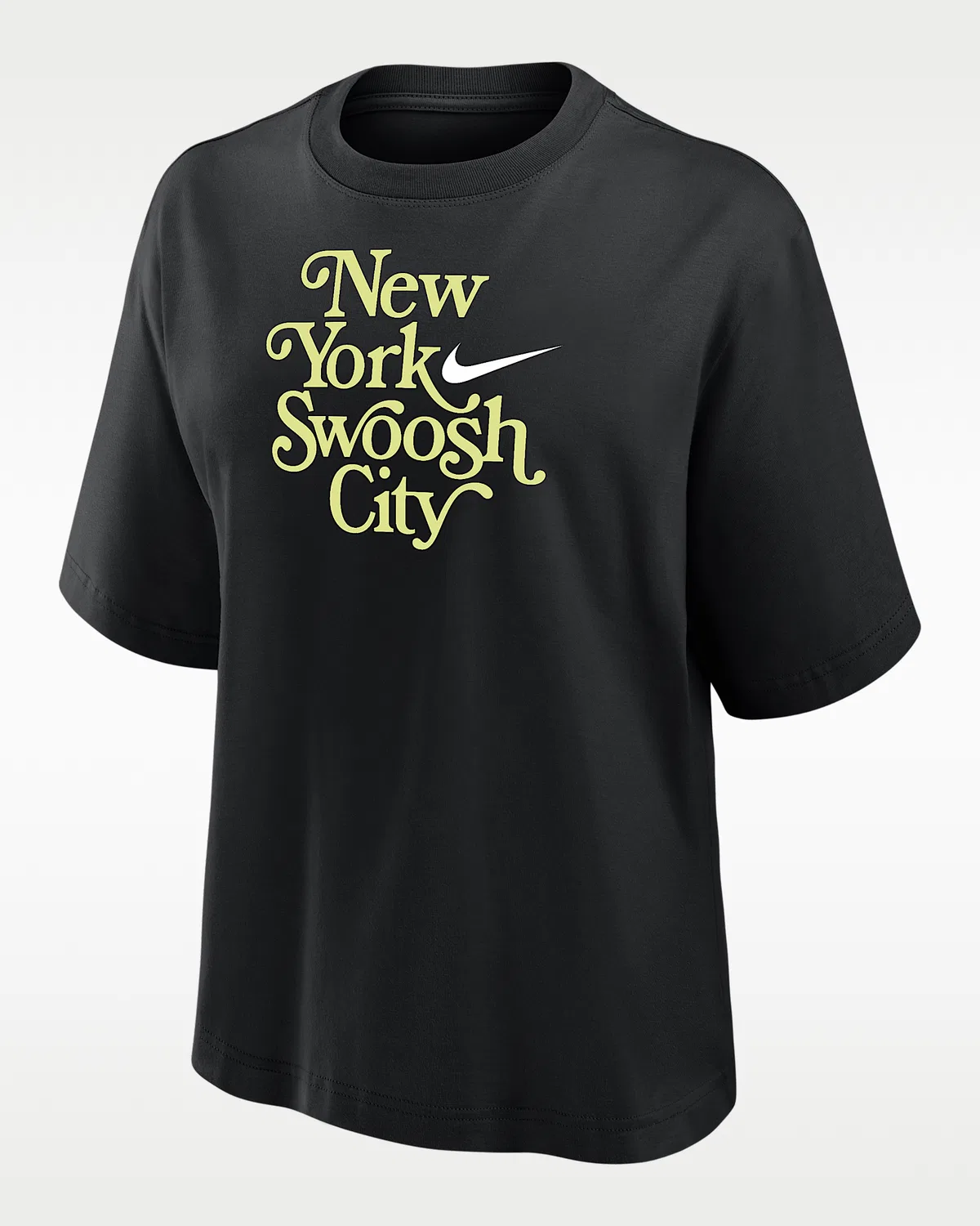 Женский свободный футболка с коротким рукавом Nike Swoosh Cities New York, Black
