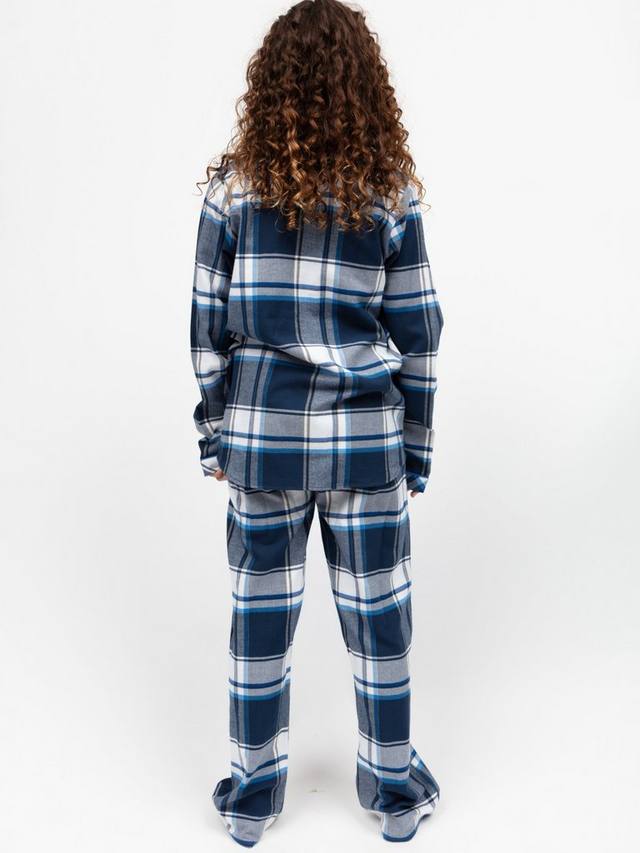 Детский комплект пижамы из матового хлопка в клетку Frosty Minijammies, Navy — фото 2