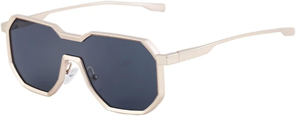 

Женские солнцезащитные очки, модные, цельные, с прозрачными линзами и градиентным зеркальным покрытием, защита от УФ-излучения UV400. Мужские солнцезащитные очки TOIPASTN, Matte Golden Grey