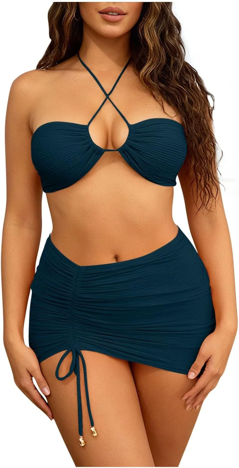 

Женский сексуальный бикини с крестообразным топом на шее и накладками для груди