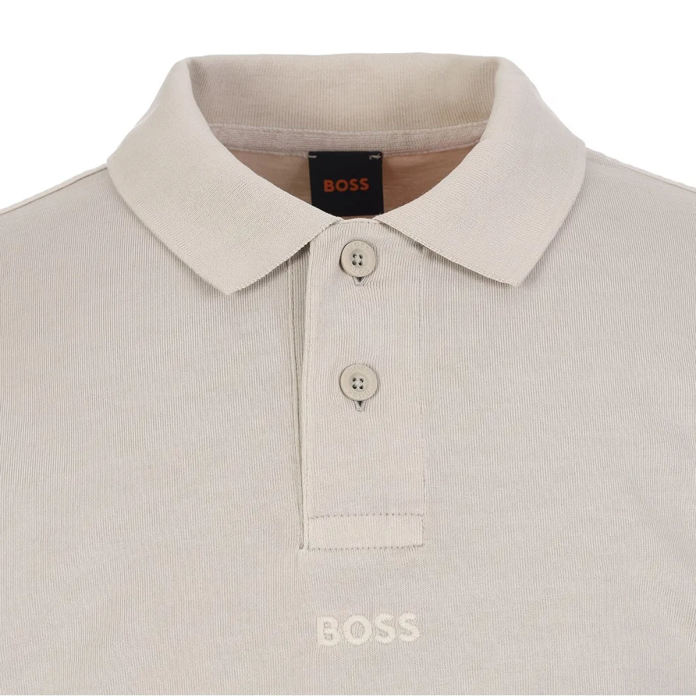 Мужская футболка поло с мини-логотипом светло-бежевая от Boss — фото 2